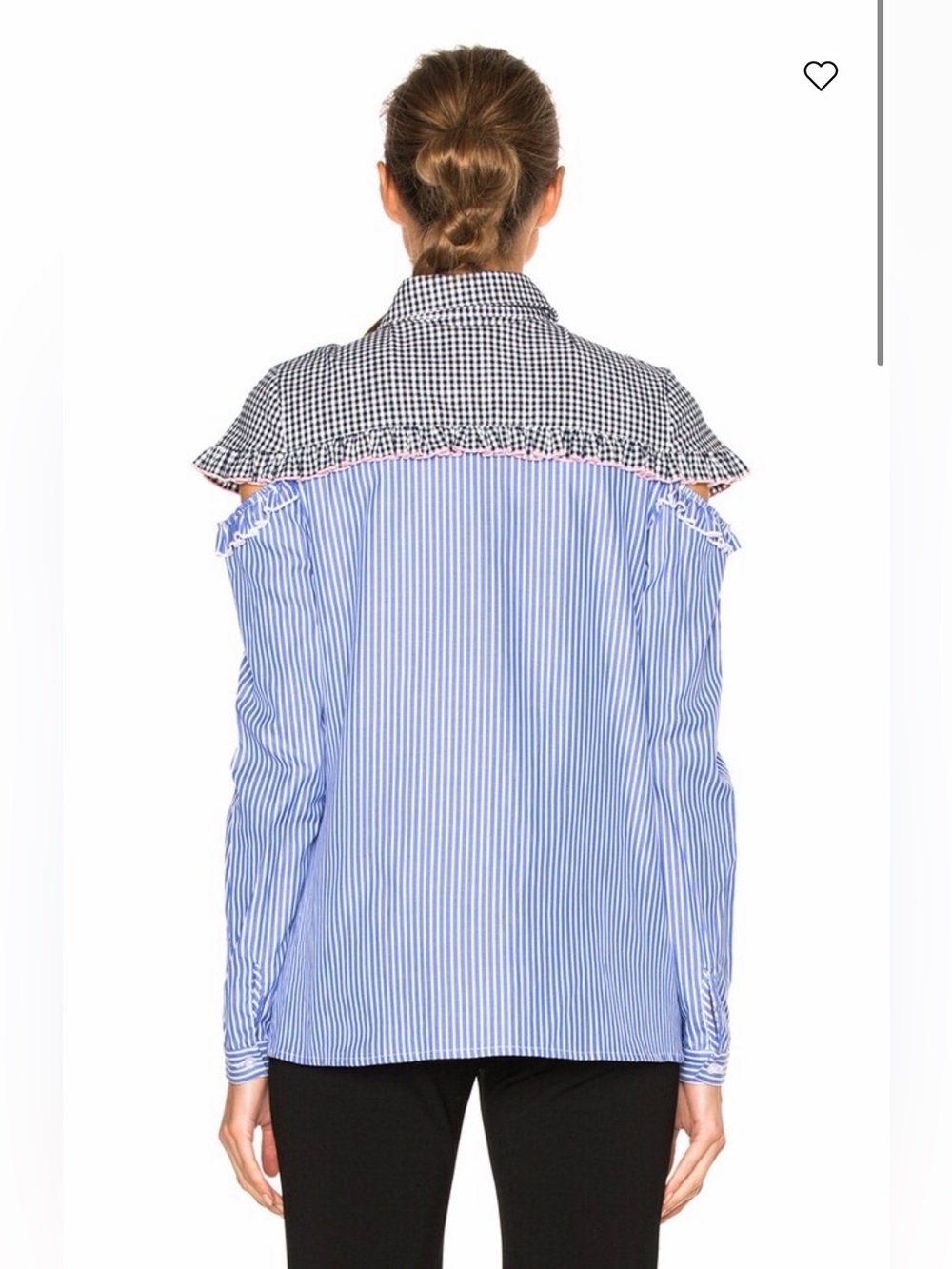Sandy Liang Mercury Top Office Stripes & Gingham Button Down size 40 - Picture 4 of 11